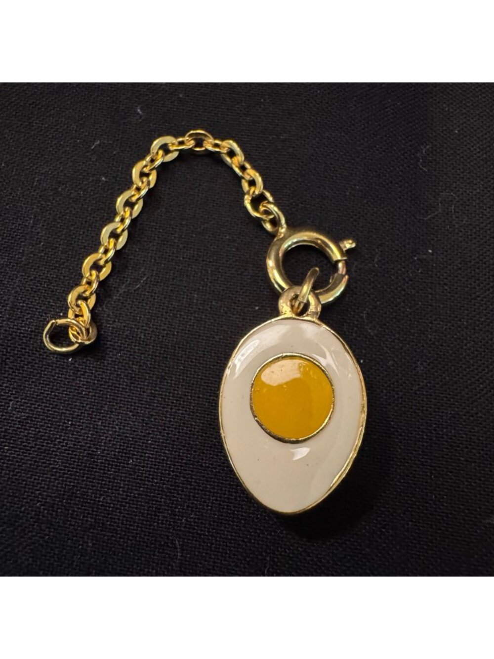 Joan Rivers Fried Egg Charm Yellow White Enamel With Extender Gold Plated